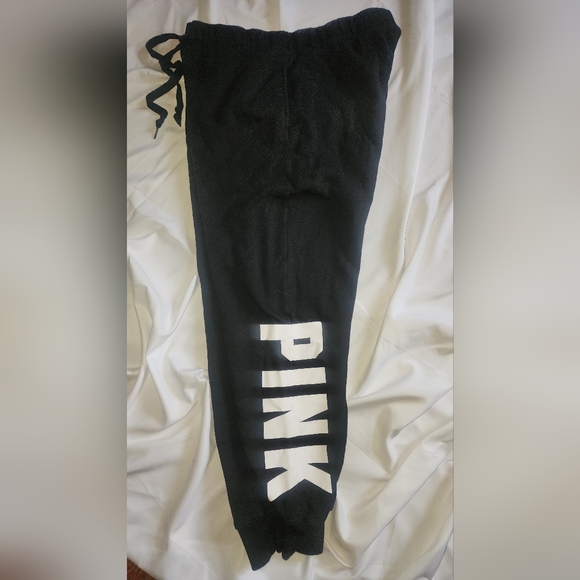 PINK Victoria's Secret Pants - Black Sweatpants with White Logo